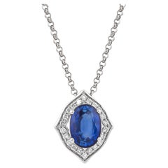 Sunita Nahata Blue Sapphire 1.18ct. Pendant in 18KWG with Diamond.