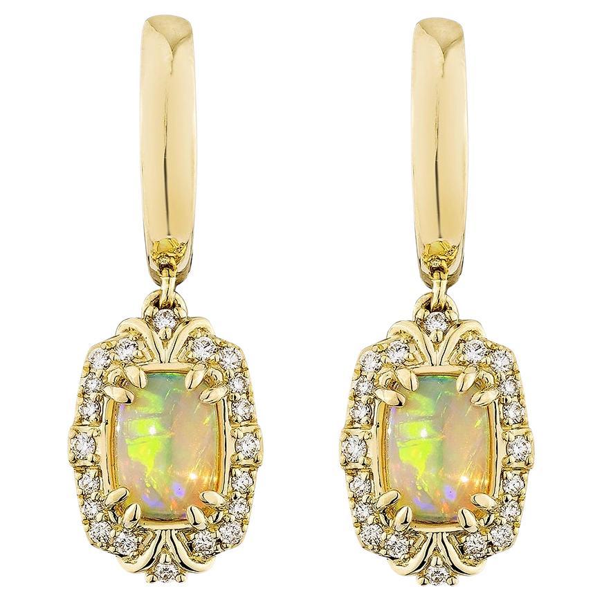 Sunita Nahata Ethiopian opal 1.22ct. Earring in 14KYG with Diamond.