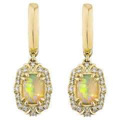 Sunita Nahata Ethiopian opal 1.22ct. Earring in 14KYG with Diamond.