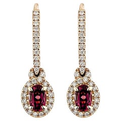 Sunita Nahata Rhodolite 1.22ct. Drop Earring in 14KRG with White Diamond.