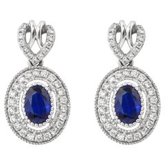 Sunita Nahata Blauer Saphir 1.26ct. Tropfenohrringe aus 18 Karat Weißgold