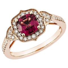 Sunita Nahata Rhodolite 1.27 carats Bague fantaisie 14 carats avec diamant blanc.