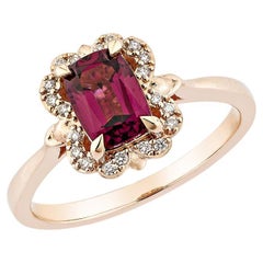 Sunita Nahata Rhodolite 1.29ct. Fancy Ring in 14KRG with White Diamond.