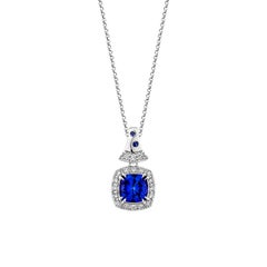 Sunita Nahata Tanzanite & Blue Sapphire 1.29ct. Pendant in 18KWG with Diamond.