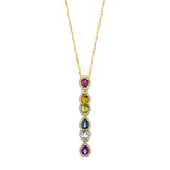 Sunita Nahata Regenbogen-Edelsteine 1.30 Karat. Anhänger in 18KYG mit Diamant.