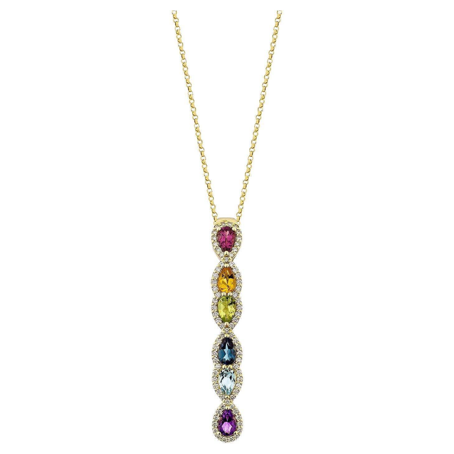 Sunita Nahata Rainbow Gemstones 1.30ct. Pendant in 18KYG with Diamond.