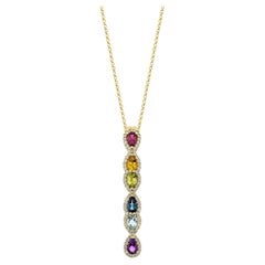 Sunita Nahata Rainbow Gemstones 1.30 carats Pendentif en 18 carats avec diamants.