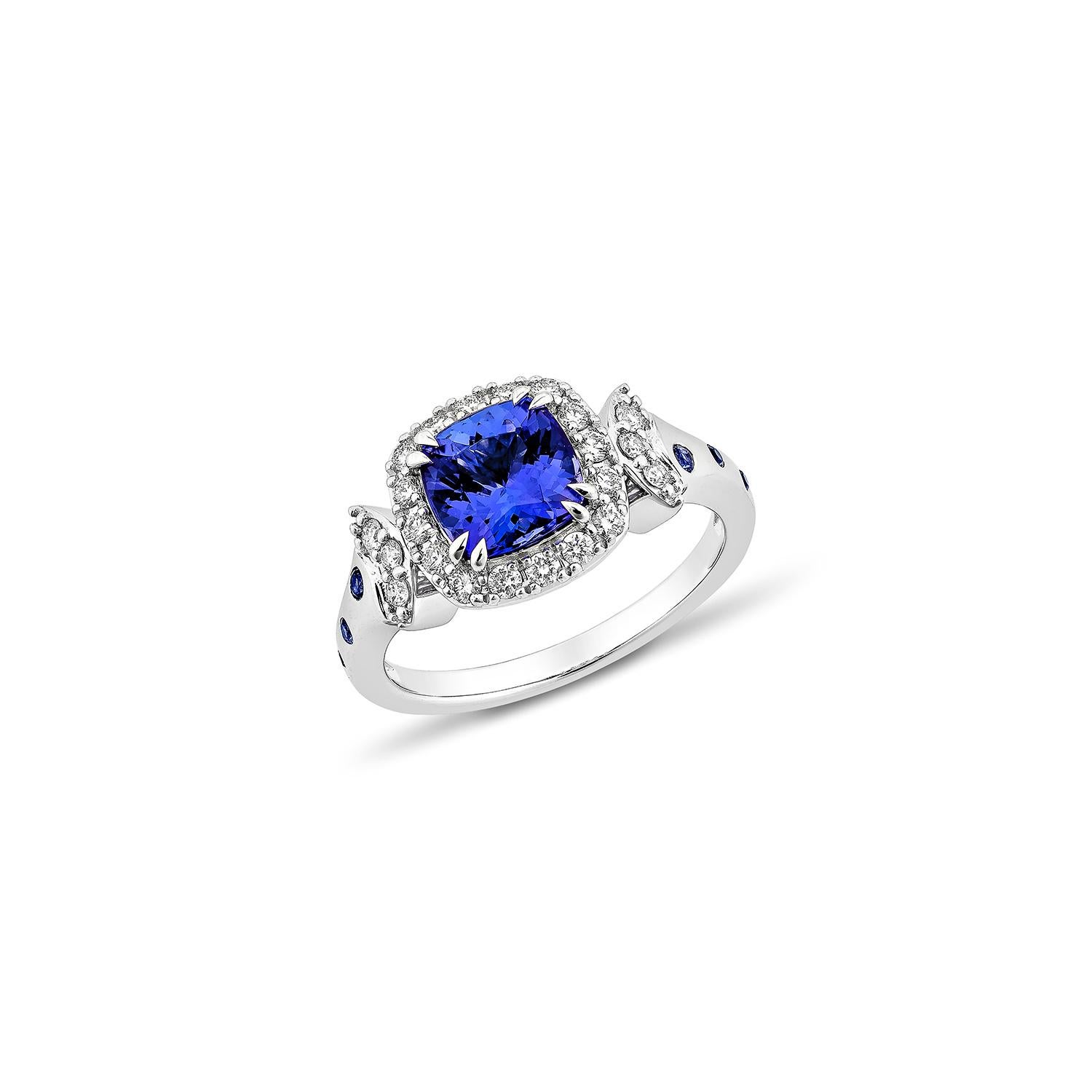 Sunita Nahata Tansanit & Blauer Saphir 1.32 Karat. Ring aus 18KWG mit Diamant. (Zeitgenössisch) im Angebot