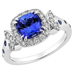 Sunita Nahata Tanzanite & Blue sapphire 1.32ct. Ring in 18KWG with Diamond.