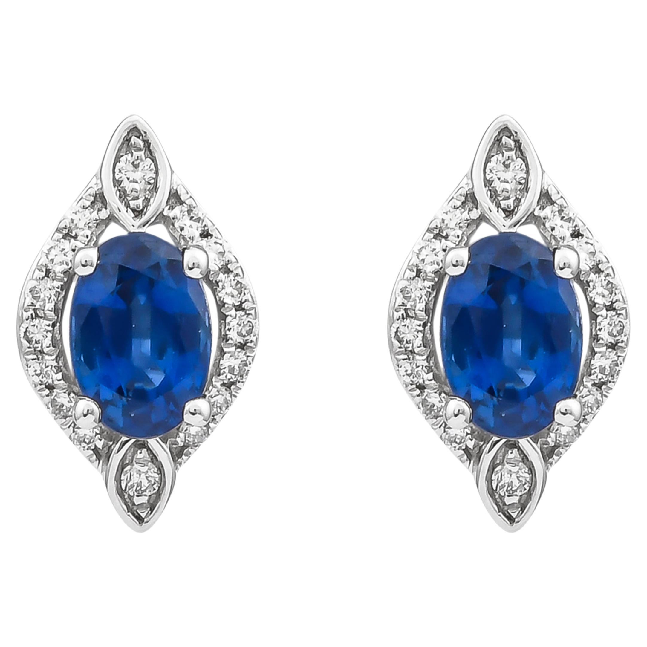Sunita Nahata saphir bleu 1.34 carats Boucles d'oreilles en or blanc 18 carats