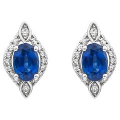 Zaffiro blu Sunita Nahata 1.34ct. Orecchini pendenti in oro bianco 18 carati