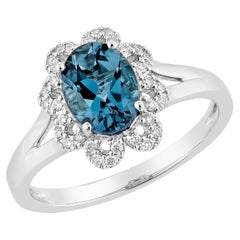 Sunita Nahata London Blue Topaz 1.35ct. Fancy Ring in 14KWG with Diamond.