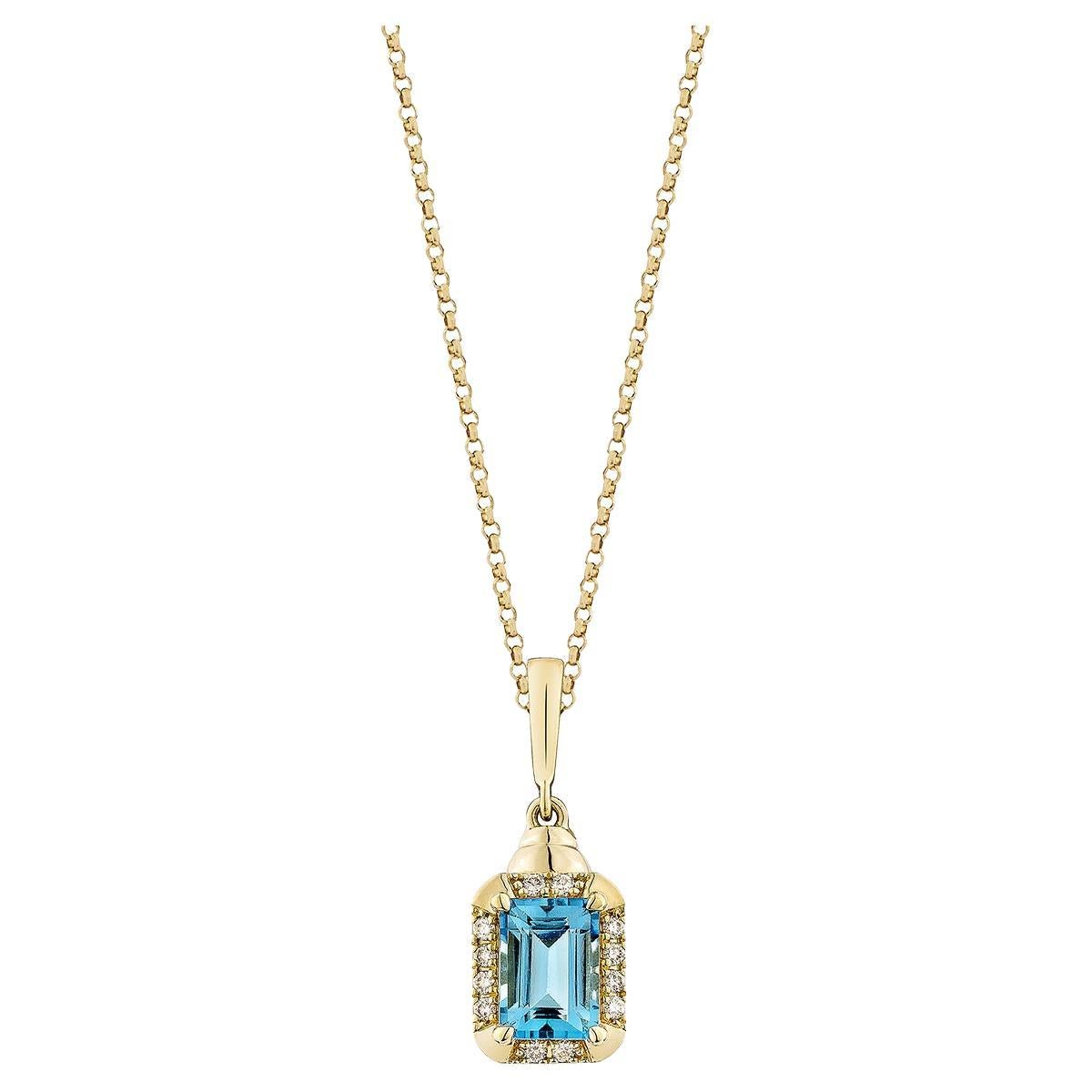 Sunita Nahata Swiss Blue Topaz 1.35ct. Pendant in 14KYG with White Diamond.