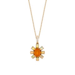 Sunita Nahata Carnelian and Opal 1.36ct. Pendant in 18KRG with Diamond.