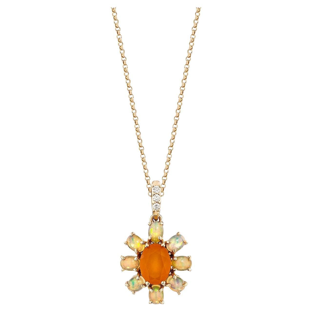 Sunita Nahata Cornaline et Opale 1.36ct. Pendentif en 18KRG avec diamant.