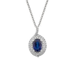 Sunita Nahata Blue Sapphire 1.37ct. Pendant  in 18KWG with Diamond.