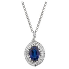 Sunita Nahata saphir bleu 1.37 carats Pendentif  en 18 carats avec diamants.