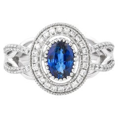 Sunita Nahata Blue Sapphire 1.39ct. Ring in 18KWG with Diamond.