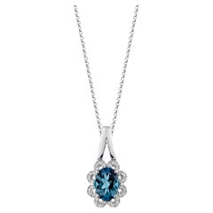 Sunita Nahata London Blauer Topas 1.44 Karat. Anhänger in 14KWG mit weißem Diamanten.