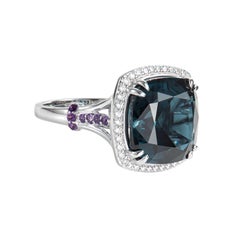 Sunita Nahata London Blue Topaz 14.77ct. Fancy Ring in 18KWG with Diamond.