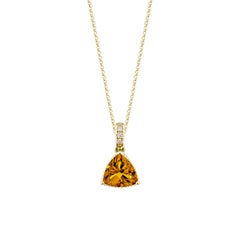 Sunita Nahata Citrine 1.49ct. Pendant in 14KYG with White Diamond.