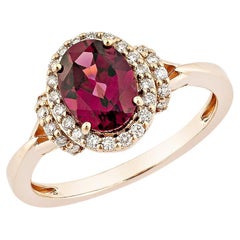Sunita Nahata Rodolite 1.50ct. Anello fantasia in 14KRG con diamante bianco.