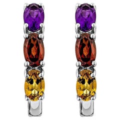 Sunita Nahata Amethyst, Citrin und Granat 1,51 Karat. Creolen in 14KWG.