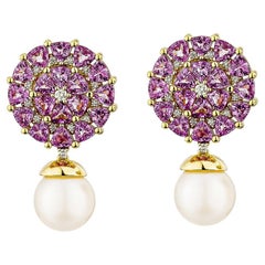 Sunita Nahata et saphir rose 15,10 carats Boucle d'oreille en 18KYG avec diamant.