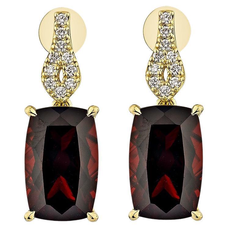 Sunita Nahata Red Garnet 15.30ct. Earrings in 18KYG with Diamond.
