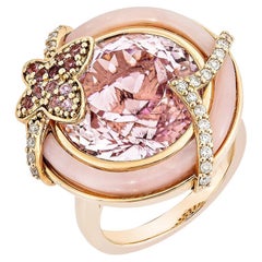 Sunita Nahata Kunzita 15,41ct. Anillo en 18KRG con Gema y Diamante.
