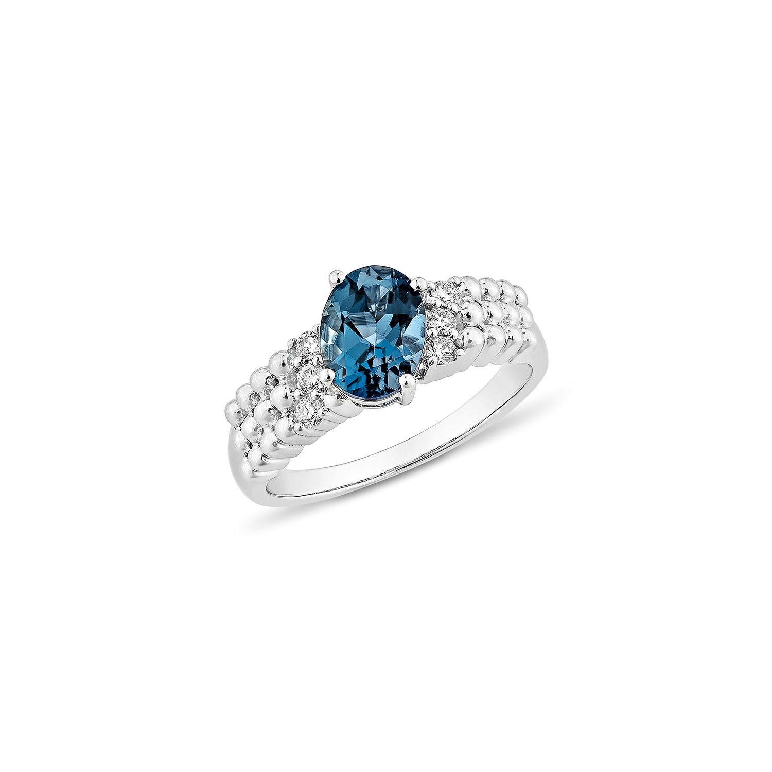 Sunita Nahata London Blauer Topas 1.56 Karat. Fancy Ring in 14KWG mit Diamant. (Zeitgenössisch) im Angebot