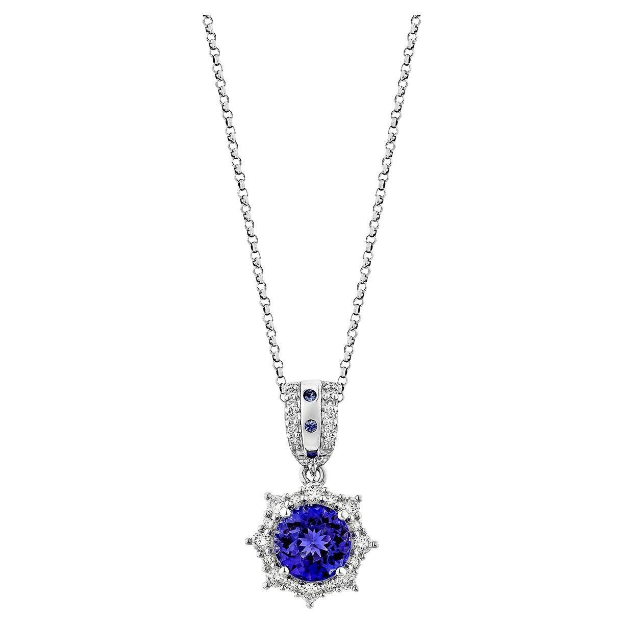 Sunita Nahata Tanzanite & Blue Sapphire 1.56ct. Pendant in 18KWG with Diamond.