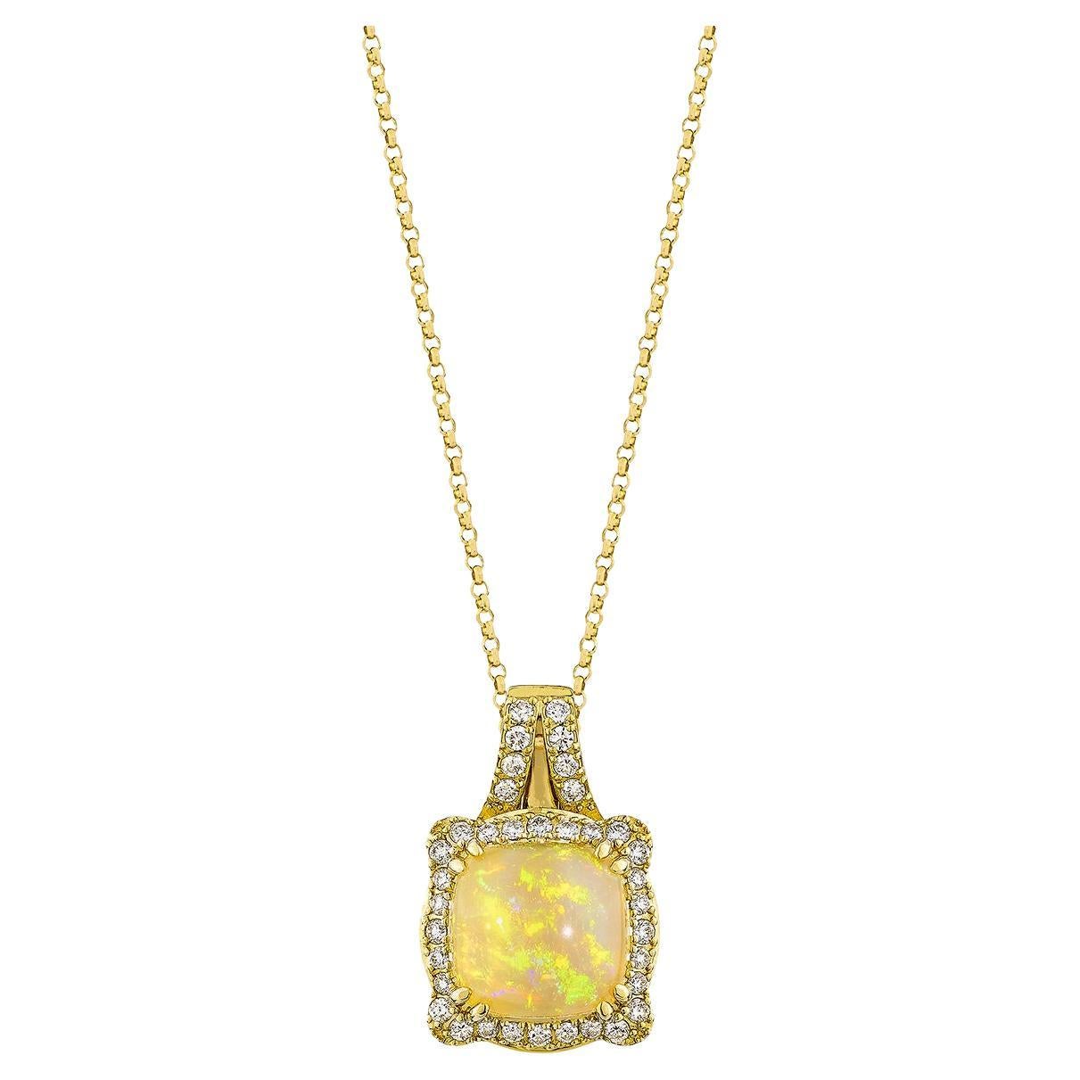 Sunita Nahata Ethiopian Opal 1.57ct. Pendant in 18KYG with White Diamond.