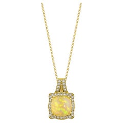 Sunita Nahata Opale éthiopienne 1.57 carats. Pendentif en 18 carats avec diamant blanc.