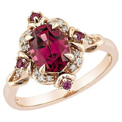 Sunita Nahata Rhodolith 1.58ct. Fancy Ring aus 14KRG mit weißem Diamant.