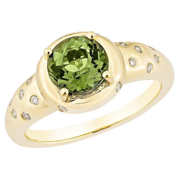 Sunita Nahata 1,59ct Grüner Turmalin Ring, 18K Gelbgold, Diamanten