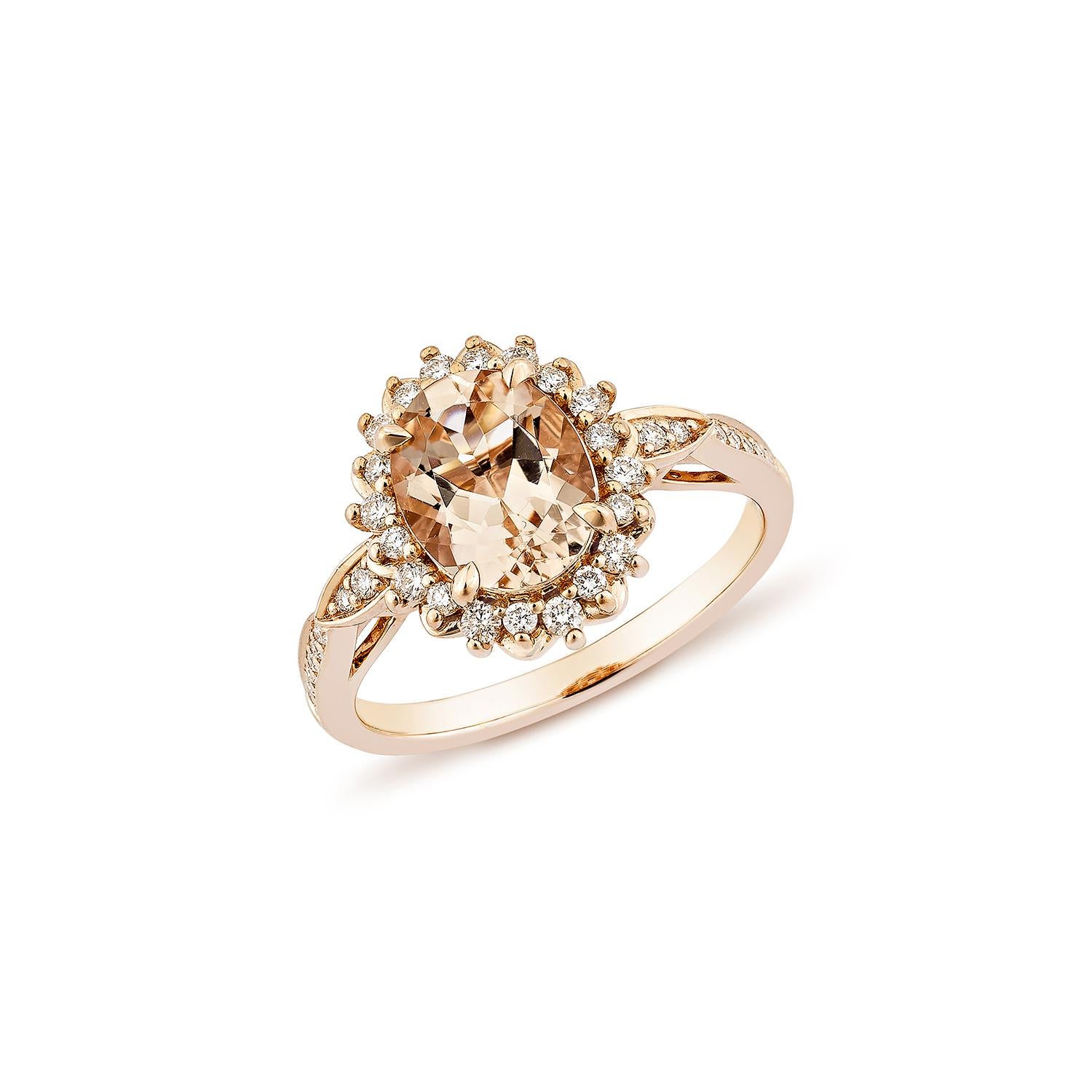 Contemporary Sunita Nahata Morganite 1.62ct. Fancy Ring in 14KRG with Diamond. For Sale