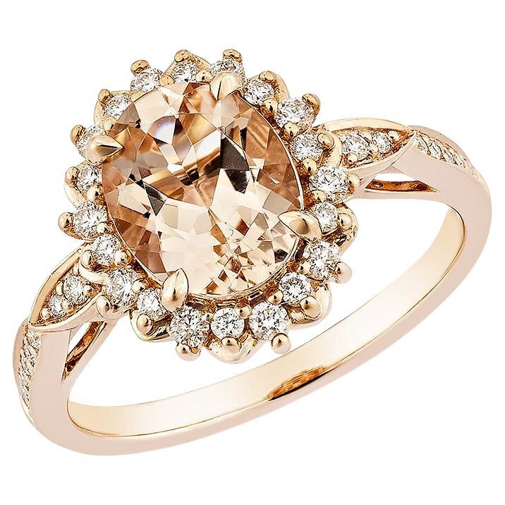 Sunita Nahata Morganite 1.62ct. Fancy Ring in 14KRG with Diamond.