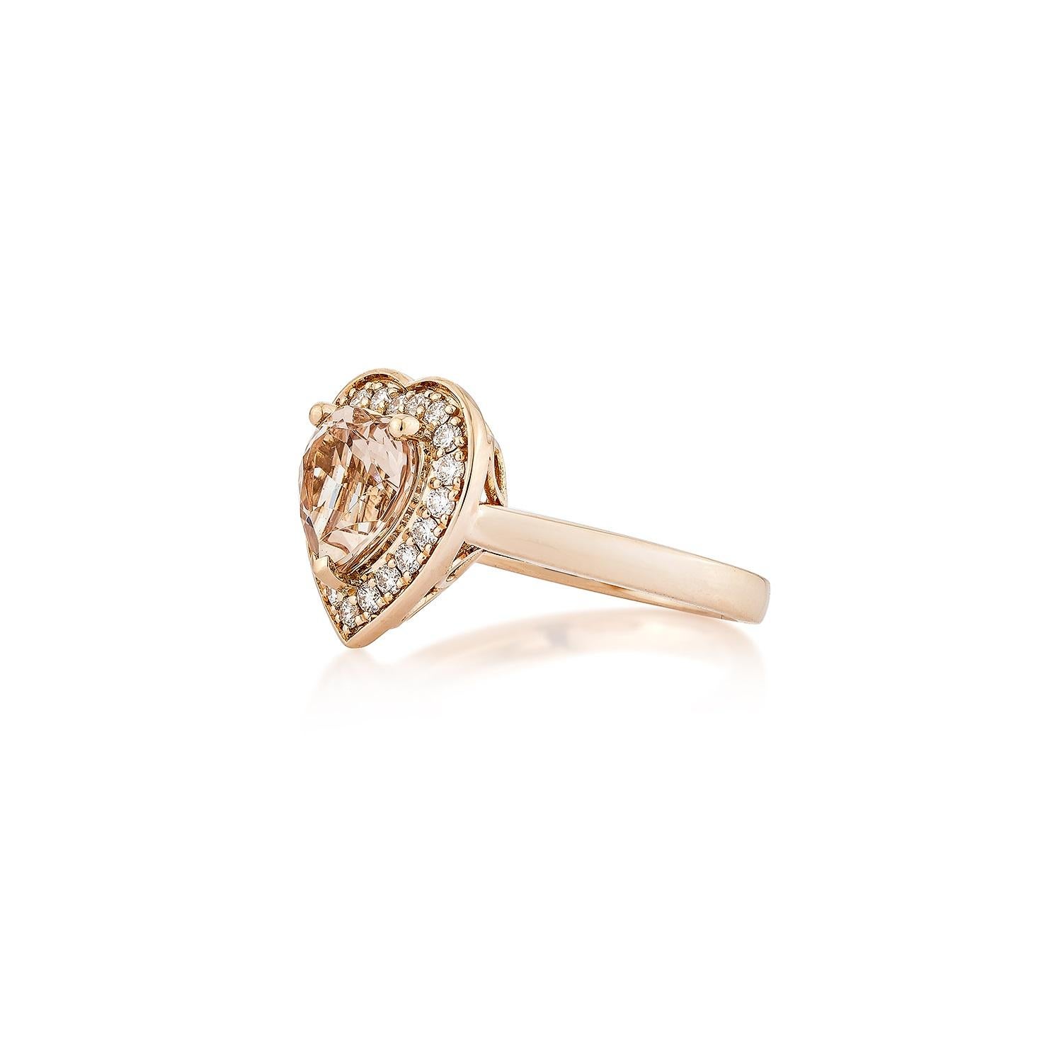 Sunita Nahata Morganit 1.65ct. Fancy Ring aus 18KRG mit Diamant. (Herzschliff) im Angebot