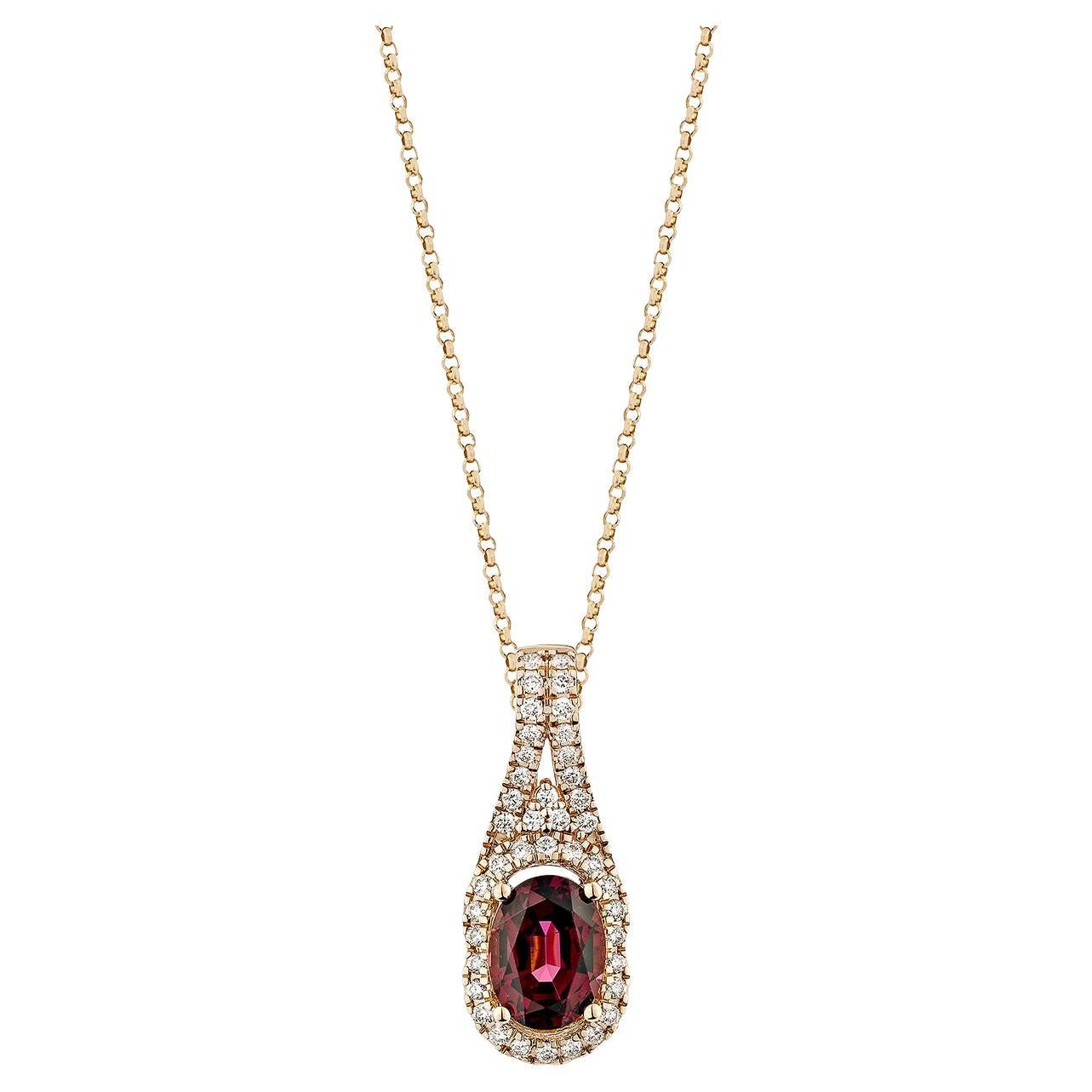Sunita Nahata Rhodolite 1.67ct. Pendant in 14KRG with White Diamond.