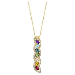 Sunita Nahata Rainbow Gemstones 1.69 carats Pendentif en 18 carats avec diamants.