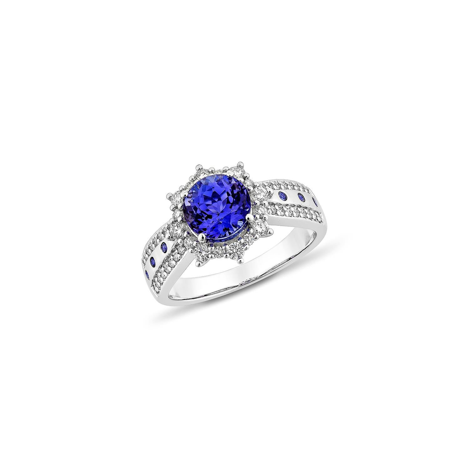 Sunita Nahata Tansanit & blauer Saphir 1.69 Karat. Ring aus 18KWG mit Diamant. (Zeitgenössisch) im Angebot