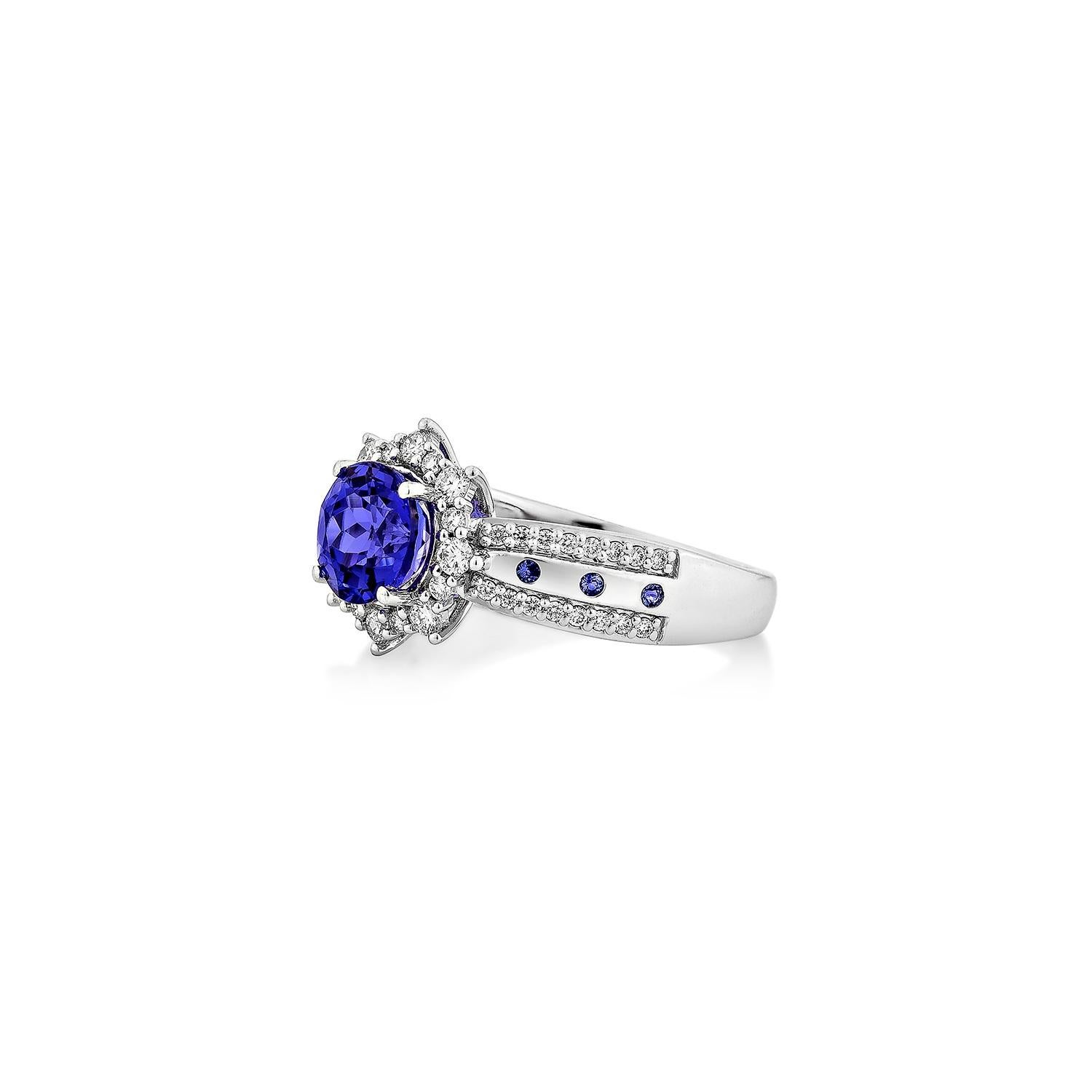 Sunita Nahata Tansanit & blauer Saphir 1.69 Karat. Ring aus 18KWG mit Diamant. (Rundschliff) im Angebot