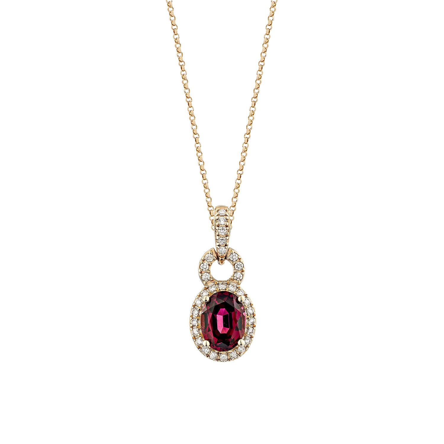 Contemporaneo Sunita Nahata Rodolite 1.72ct. Ciondolo in 14KRG con diamante bianco. in vendita