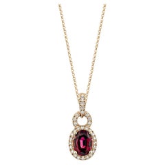Sunita Nahata Rhodolite 1.72 carats Pendentif en 14 carats avec diamant blanc.