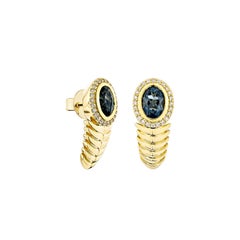 Sunita Nahata London Blue Topaz 1.75ct. Drop Earring in 18KYG With Diamond.
