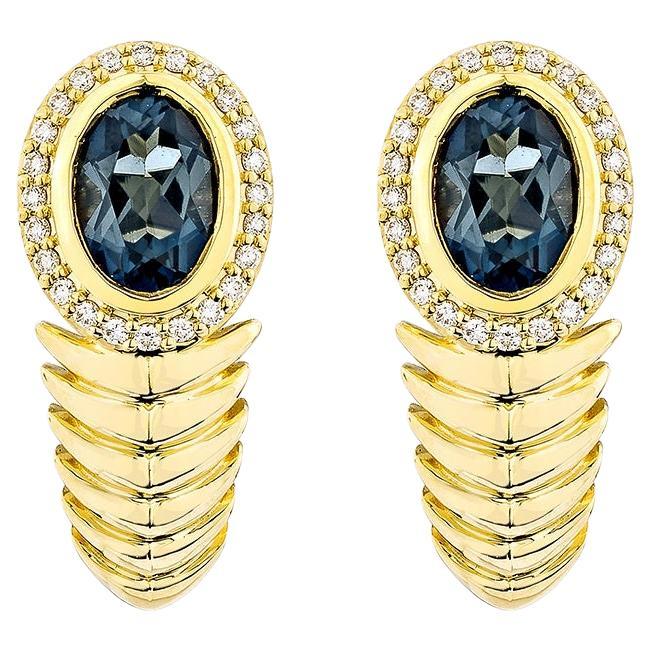 Sunita Nahata London Blue Topaz 1.75ct. Drop Earring in 18KYG With Diamond.