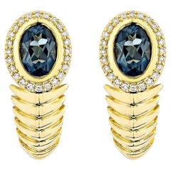 Sunita Nahata London Blue Topaz 1.75ct. Drop Earring in 18KYG With Diamond.