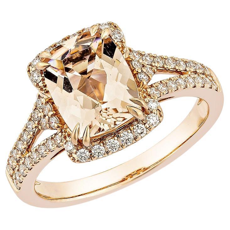 Sunita Nahata  Morganite 1.75ct. Fancy Ring in 14KRG with Diamond.