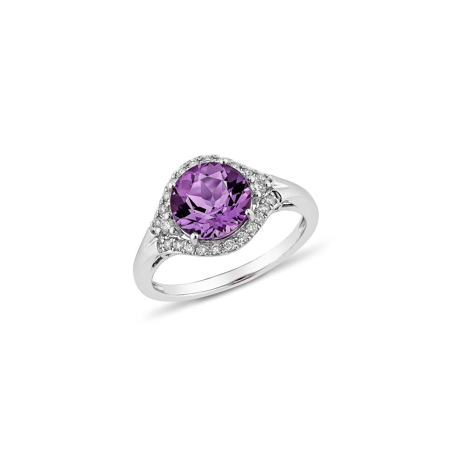 Contemporaneo Sunita Nahata Ametista 1.77ct. Anello fantasia in 14KWG con diamante Whiting. in vendita